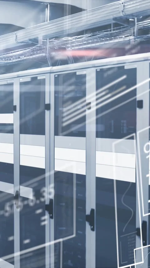 Animation of interface with data processing and light trails against computer Stock Footage 321382116
