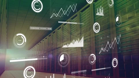 Animation of interface with data processing and light spot against computer Stock Footage 329169205