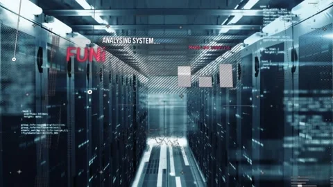 Animation of interface with data processing and mosaic squares over computer Stock Footage 329706812