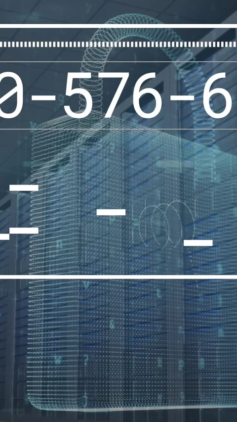 Animation of interface with data processing and security padlock icon against Stock Footage 344402676