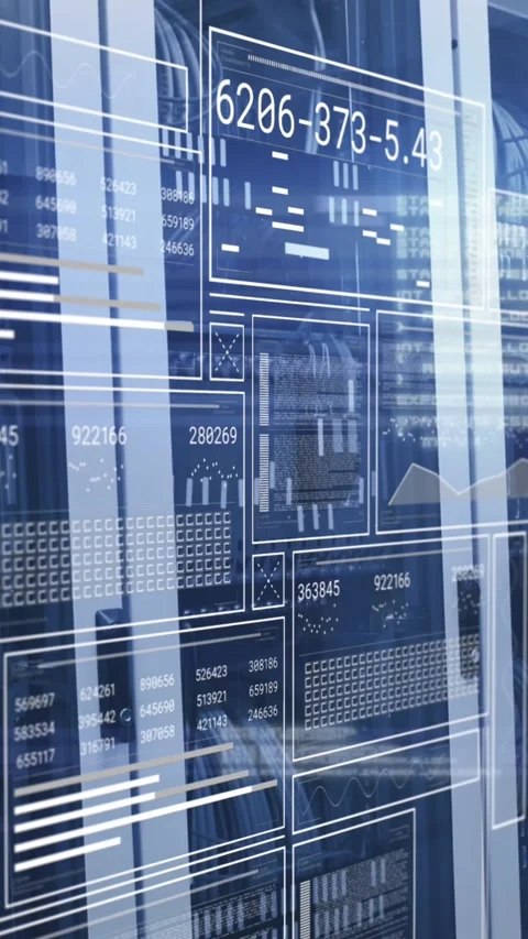 Animation of interface with data processing and light spots against computer Stock Footage 344723102