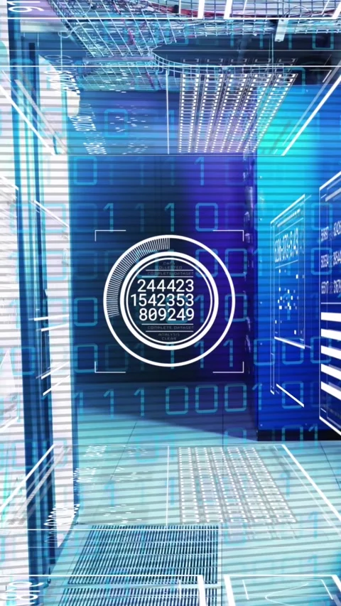 Animation of interface with data processing and binary coding against computer Vídeos de archivo 344765851