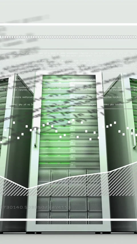 Animation of interface with data processing over computer servers against grey Stock Footage 321323402