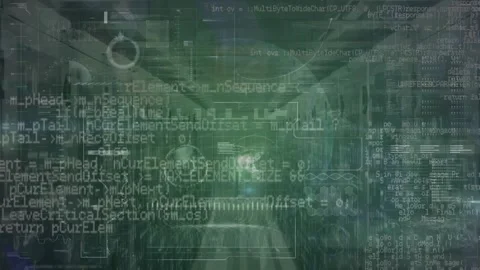 Animation of interface with data processing over spinning globe against computer Stock Footage 327958323