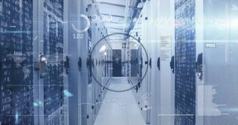 Animation of interface with data processing over spinning globe against computer Stock Footage 329418230