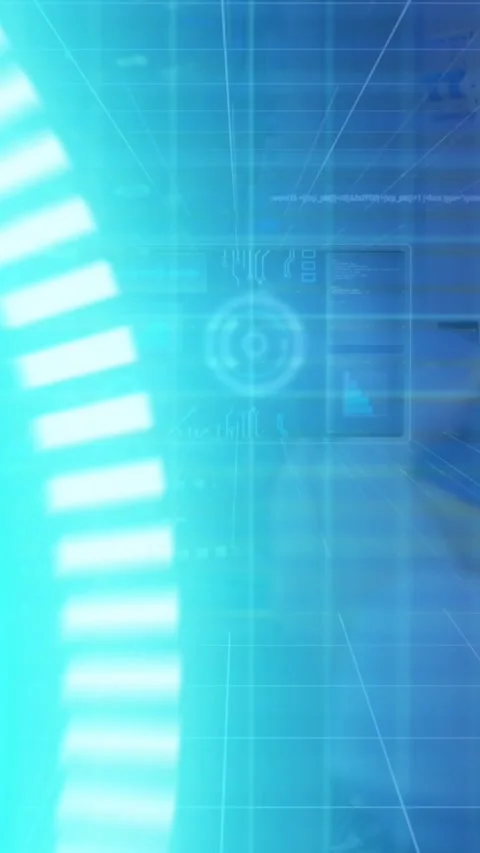 Animation of interface with data processing over mid section of male engineer Stock Footage 343738420