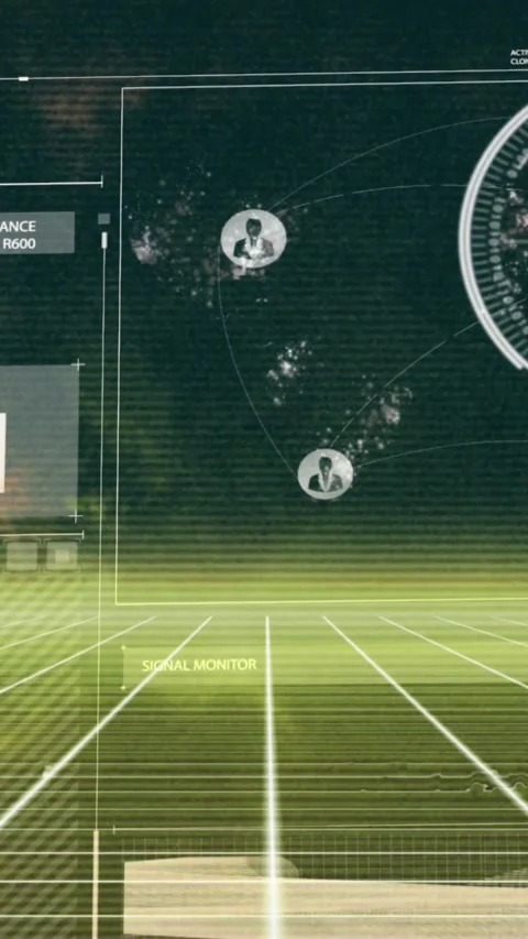 Animation of interface with data processing over yellow grid network against Stock Footage 344614360