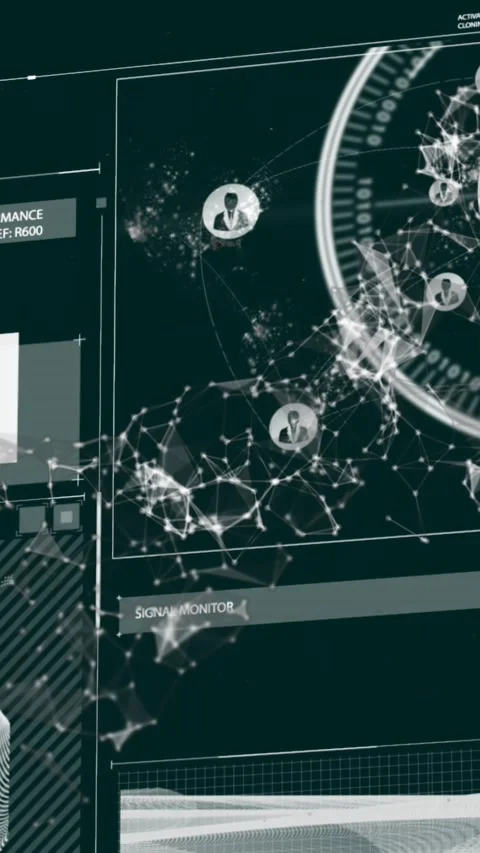 Animation of interface with data processing over spinning dna structure against Stock Footage 344614365