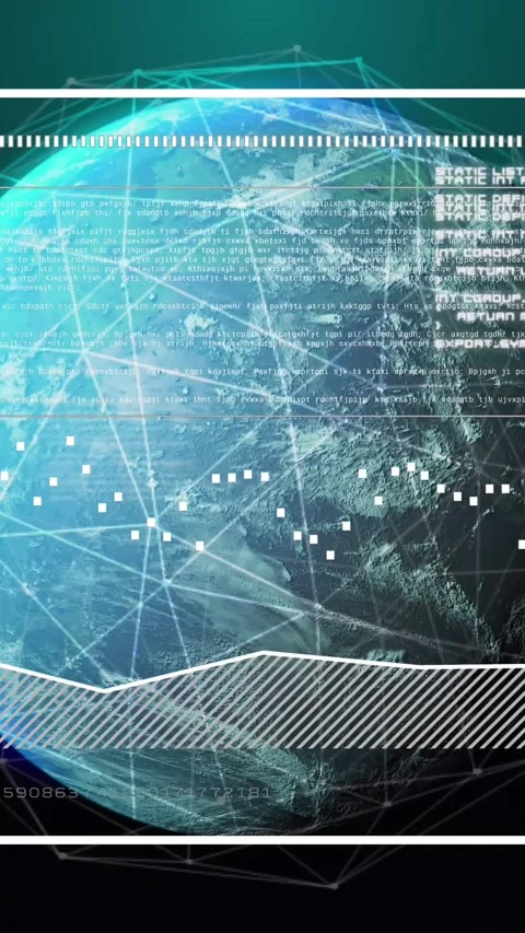 Animation of interface with data processing over network of connections against Stock Footage 344636305