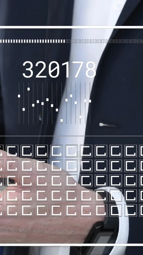 Animation of interface with data processing over mid section of businessman Stock Footage 344745887