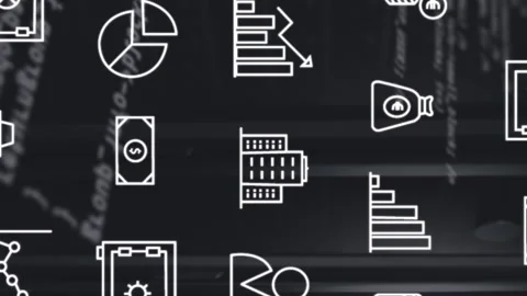 Animation of interface with digital icons and data processing against computer Stock Footage 313018072