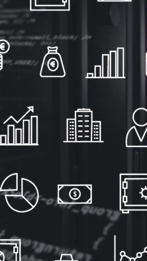 Animation of interface with digital icons and data processing against computer Stock Footage 320921819