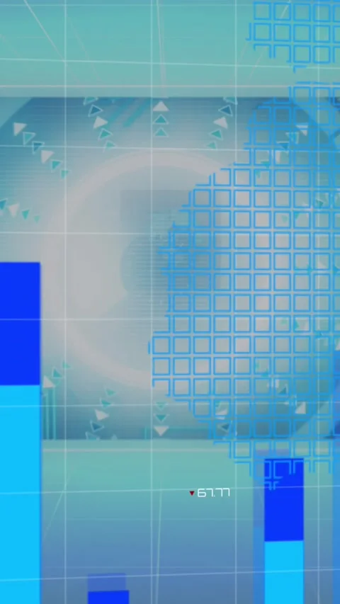 Animation of interface with graphs and statistics with glowing world map on blue Stock Footage 342004288