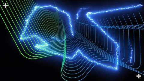 Animation of interface processing data, with glowing electric current over Stock Footage 165605942