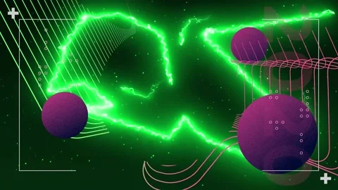 Animation of interface processing data, with green electric currents, parallel Stock Footage 165605816