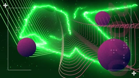 Animation of interface processing data, with green electric currents, parallel Stock Footage 165605965