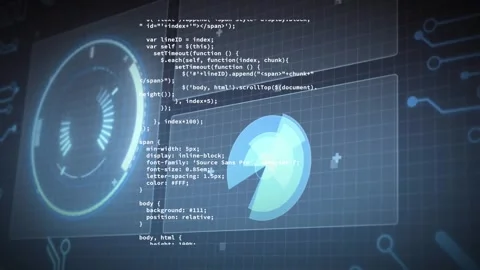 Animation of interface with round scanner, data processing and microprocessor Video stock 245512217