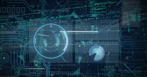 Animation of interface with round scanner, data processing and microprocessor 스톡 동영상 329922963