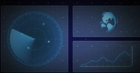 Animation of interface with round scanne... | Stock Video | Pond5