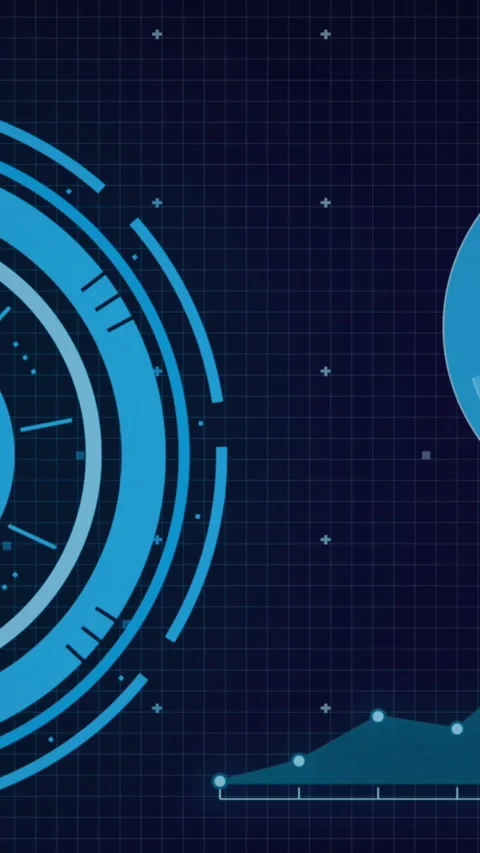 Animation of interface with spinning round scanners and data processing against Stock Footage 344766005