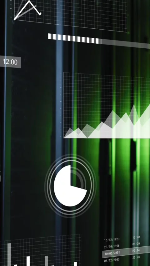 Animation of interface with statistical data processing against computer server Stock Footage 321038829