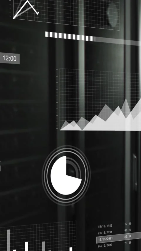 Animation of interface with statistical data processing against computer server Stock Footage 321038833