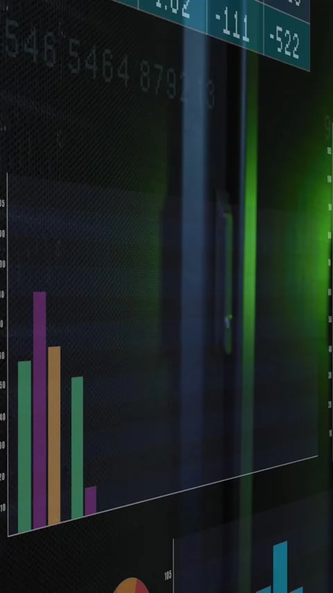 Animation of interface with statistical data processing against computer server Stock Footage 321265544