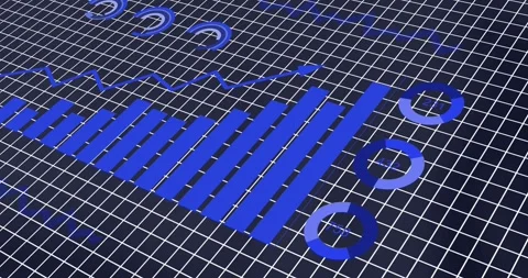 Animation of interface with statistical data processing over grid network Stock Footage 328595334