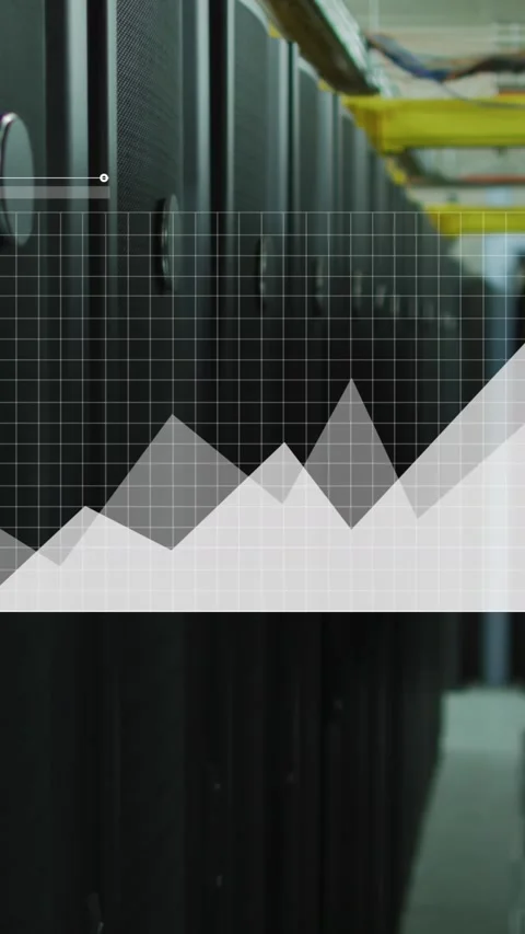 Animation of interface with statistical data processing against computer server Stock Footage 344636125