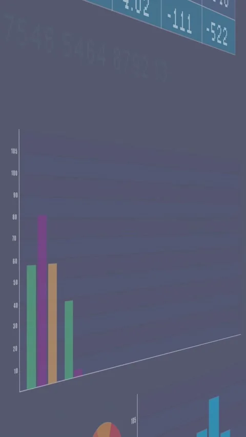 Animation of interface with statistical data processing against grey background Stock Footage 344693691