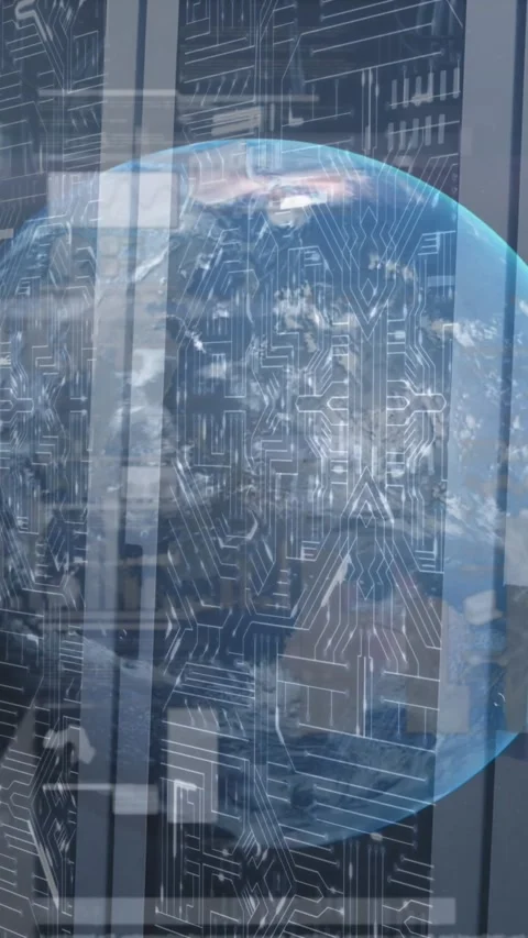 Animation of interface with statistical data processing over globe against Stock Footage 344723358