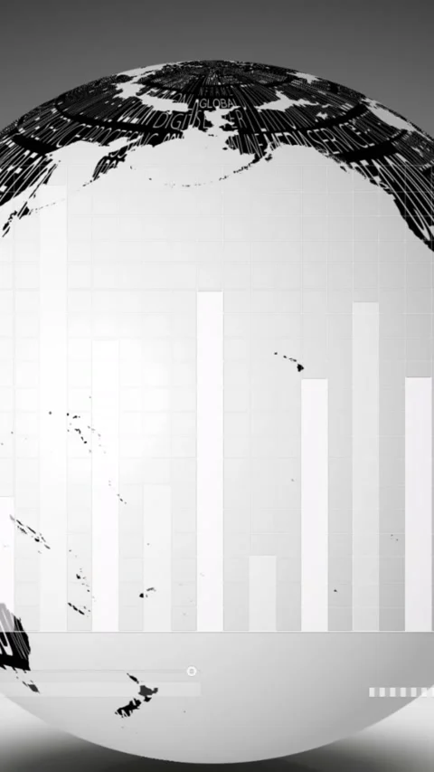 Animation of interface with statistical data processing over spinning globe Stock Footage 344723528