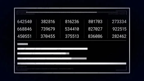 Animation of interface with time lines and data processing on black background Stock Footage 267186911