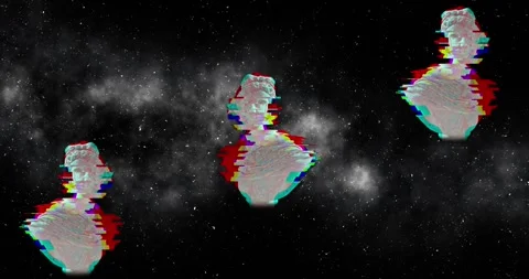 Animation of interference and sculptures over space Stock Footage 328811658