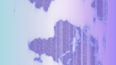 Animation of interference and world map on blue background Stock Footage 312899479