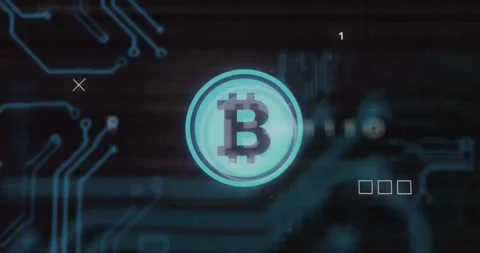 Animation of interference over bitcoin symbol, data processing and computer Stock-Footage 330782887
