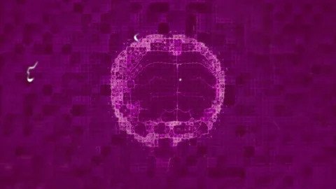 Animation of interference over brain and shapes Stock Footage 307816399