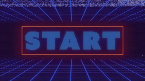 Animation of interference over start text and blue lines on black background Stock Footage 309354700