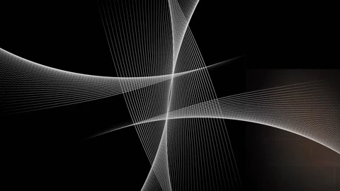 Animation of intersecting curved white parallel lines moving on black background Stock Footage 157321057