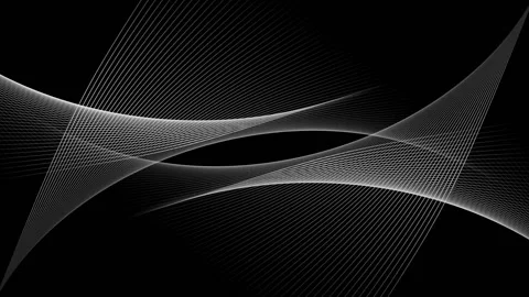 Animation of intersecting curved white parallel lines moving on black background Stock Footage 157321066
