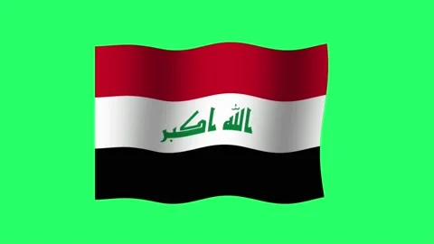 Animation Iraq flag on green background. Stock Footage 199170731