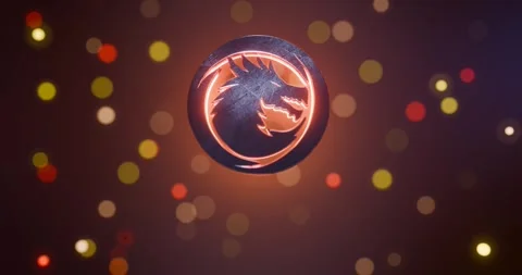 Animation iron dragon logo. 3D render. Stock Footage 259232975