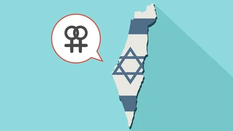 Animation of a Israel map with interlaced female and female sexual signs Stock Footage 80236808