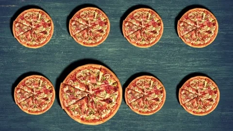 Animation Italian pizzas, pattern, stop motion, top view 스톡 동영상 201288214