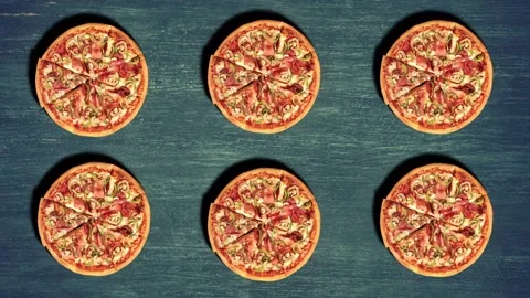 Animation Italian pizzas, pattern, stop motion, top view Stock Footage 201288216