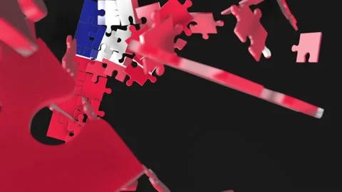 Animation of jigsaw puzzle assemble. Problem solving and completing concept.  Stock Footage 154331644