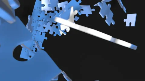 Animation of jigsaw puzzle assemble. Problem solving and completing concept.  Stock Footage 154333616