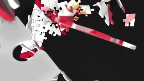 Animation of jigsaw puzzle assemble. Problem solving and completing concept.  Stock Footage 154336455