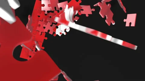 Animation of jigsaw puzzle assemble. Problem solving and completing concept.  Stock Footage 154336728