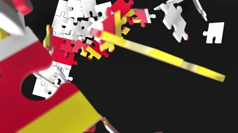 Animation of jigsaw puzzle assemble. Problem solving and completing concept.  Stock Footage 154337088
